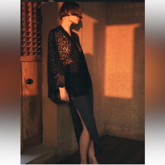 ZARA FRINGED OPEN KNIT CARDIGAN - Picture 6 of 15